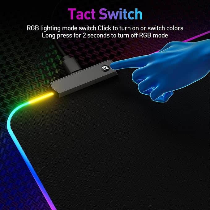 Imagen 3 de Alfombrilla de Mouse Gamer RGB XL – Tapete Extendido con 14 Modos de Iluminación LED