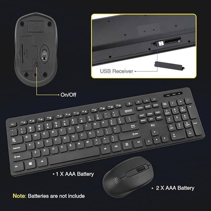 Imagen 1 de Combo de teclado y mouse inalámbricos Rii