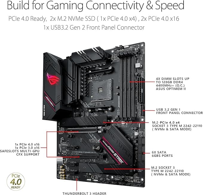 Imagen 3 de ASUS ROG STRIX B550-F Gaming WiFi II – Tarjeta Madre ATX AM4 con PCIe 4.0, WiFi 6E y Aura Sync RGB
