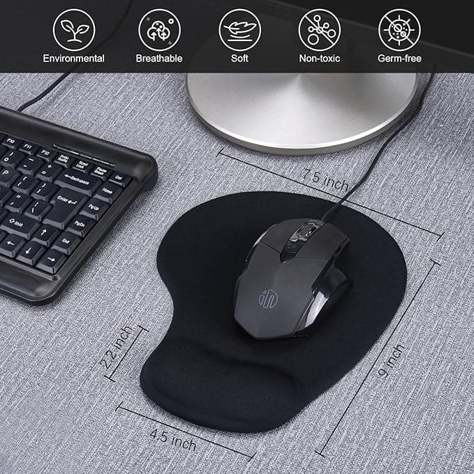 Imagen 1 de Alfombrilla de Mouse Ergonómica con Reposamuñecas de Gel - JIKIOU