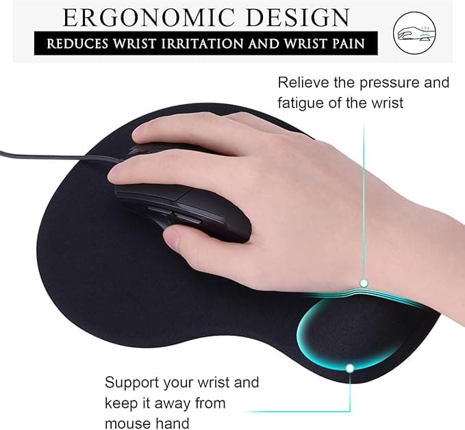 Imagen 2 de Alfombrilla de Mouse Ergonómica con Reposamuñecas de Gel - JIKIOU