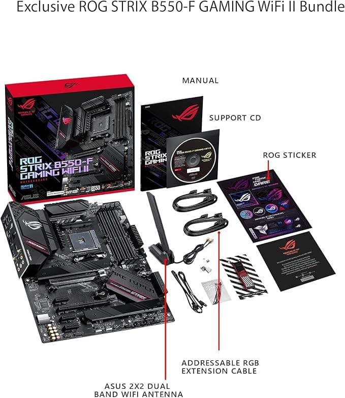 Imagen 4 de ASUS ROG STRIX B550-F Gaming WiFi II – Tarjeta Madre ATX AM4 con PCIe 4.0, WiFi 6E y Aura Sync RGB
